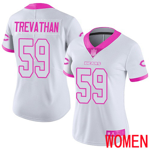 Chicago Bears Limited White Pink Women Danny Trevathan Jersey NFL Football #59 Rush Fashion->chicago bears->NFL Jersey